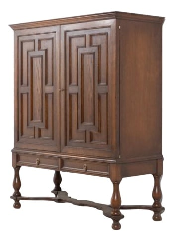 Bar Cabinet by A. Hjorth for Nordiska Kompaniet: Scandinavian Modern cabinet by Swedish icon Axel Einar Hjorth for Nordiska Kompaniet, produced in 1930s. The piece is made of stained oak, equipped with 2 drawers and 2 doors. Inside has a space for