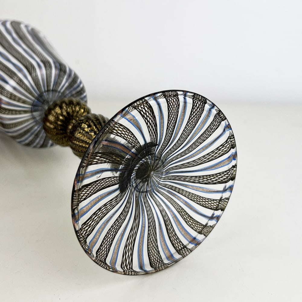 Vintage Black Murano Glass Goblet - 10