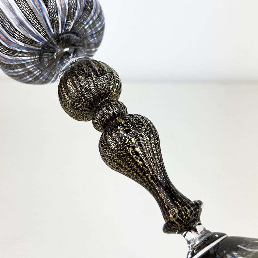 Vintage Black Murano Glass Goblet - 13