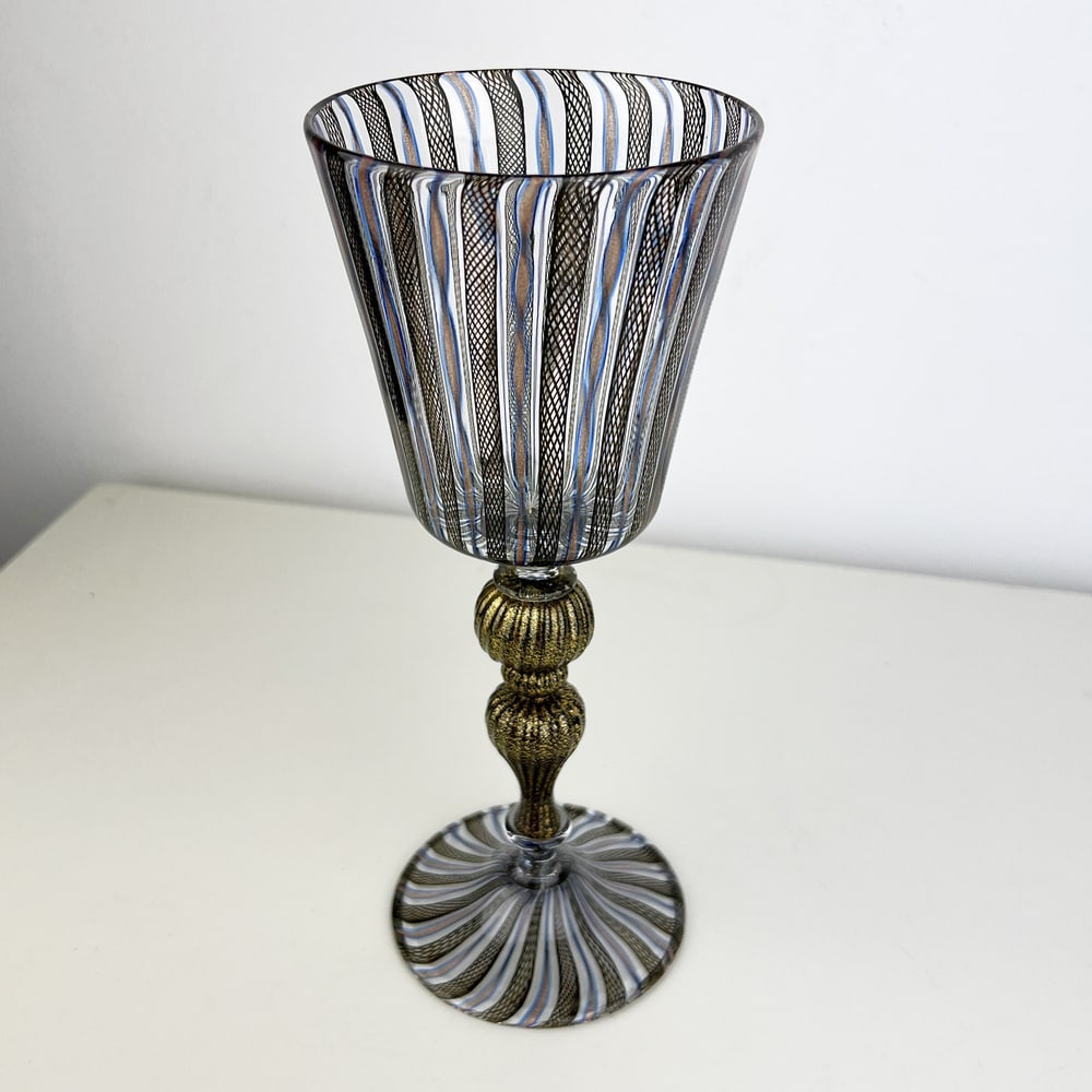 Vintage Black Murano Glass Goblet - 18