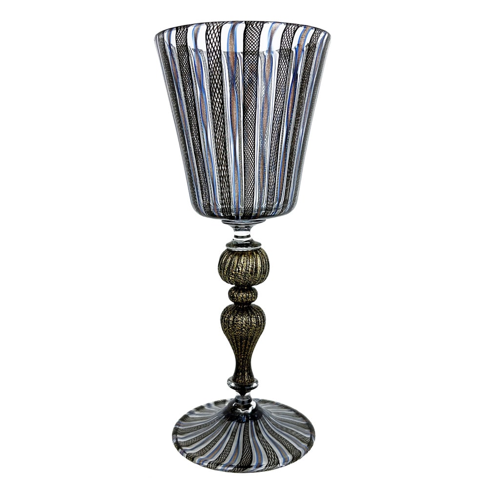 Vintage Black Murano Glass Goblet - 19