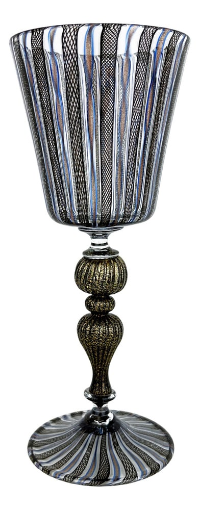 Vintage Black Murano Glass Goblet - 2