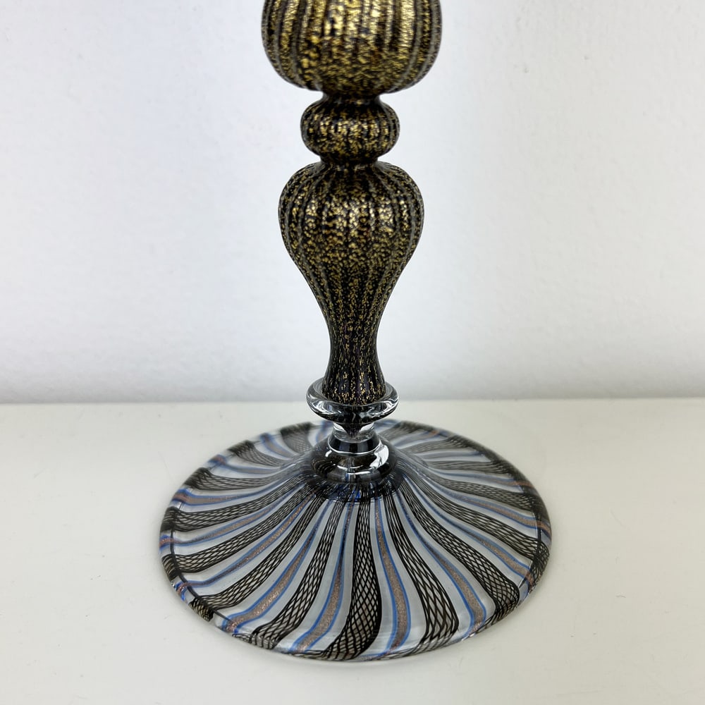 Vintage Black Murano Glass Goblet - 3