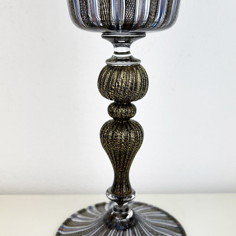 Vintage Black Murano Glass Goblet - 5