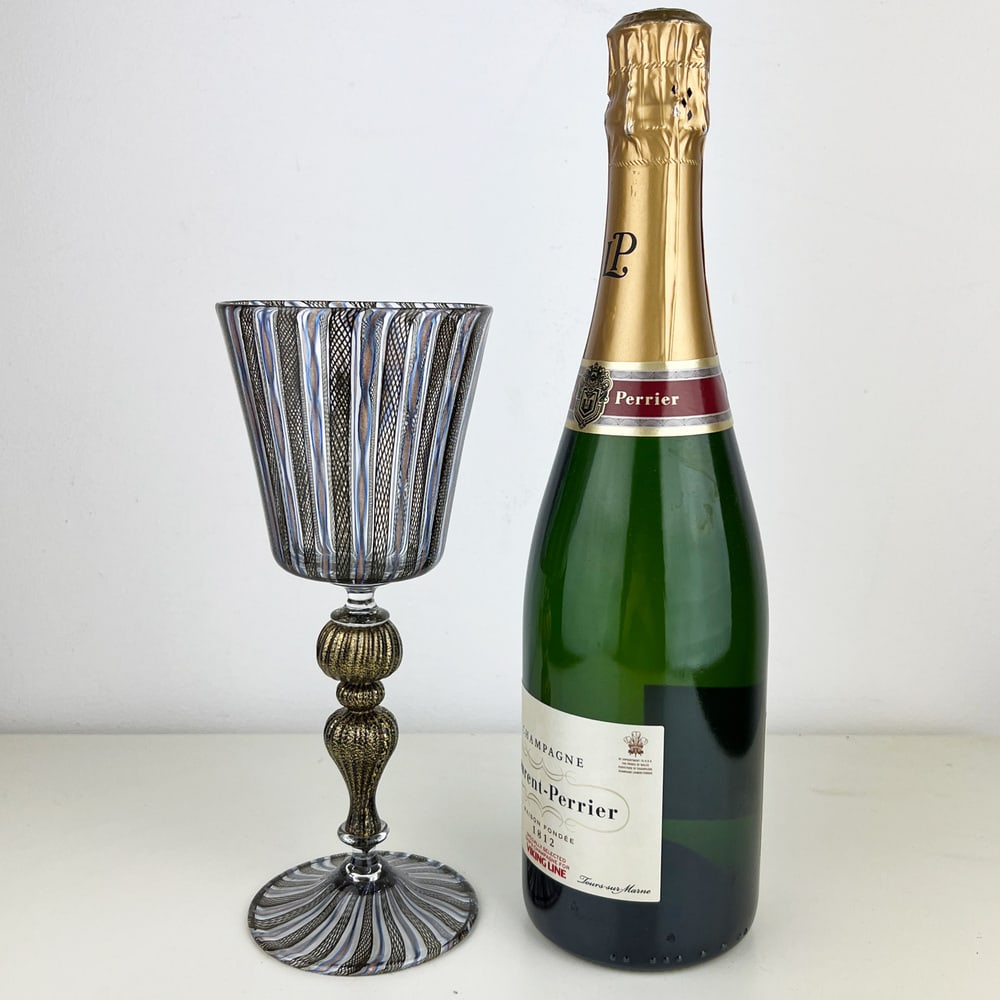 Vintage Black Murano Glass Goblet - 7