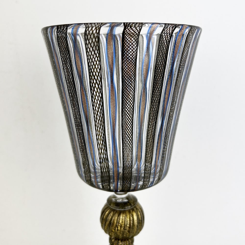 Vintage Black Murano Glass Goblet - 8