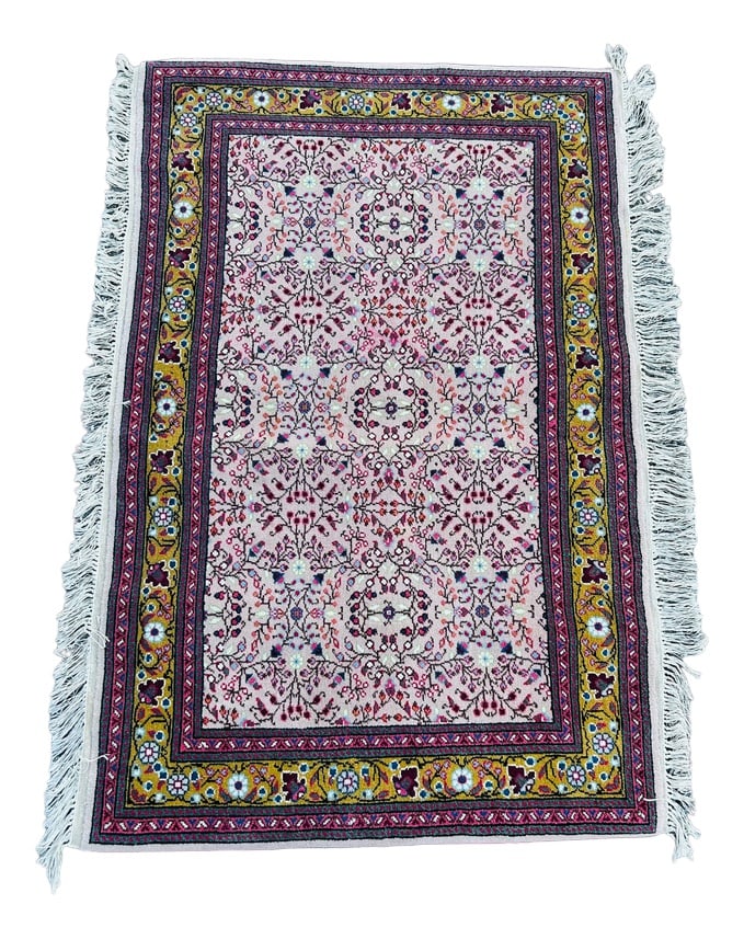 Vintage Craft Rug, 1980s: Tunisian vintage rug in handmade wool in the 80s Country of Manufacture: Tunisia Design Period: 1980 to 1989 Production Period: 1980 to 1989 Restoration and Damage Details: Light wear consistent with