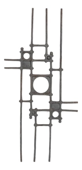 Brutalist Crafted Door Wall Art: Brutalist casted and coated aluminium door fixture/decoration. It can also be used as spectacular wall art sculpture horizontally or vertically. Condition Good, usage wear Country of Manufacture: