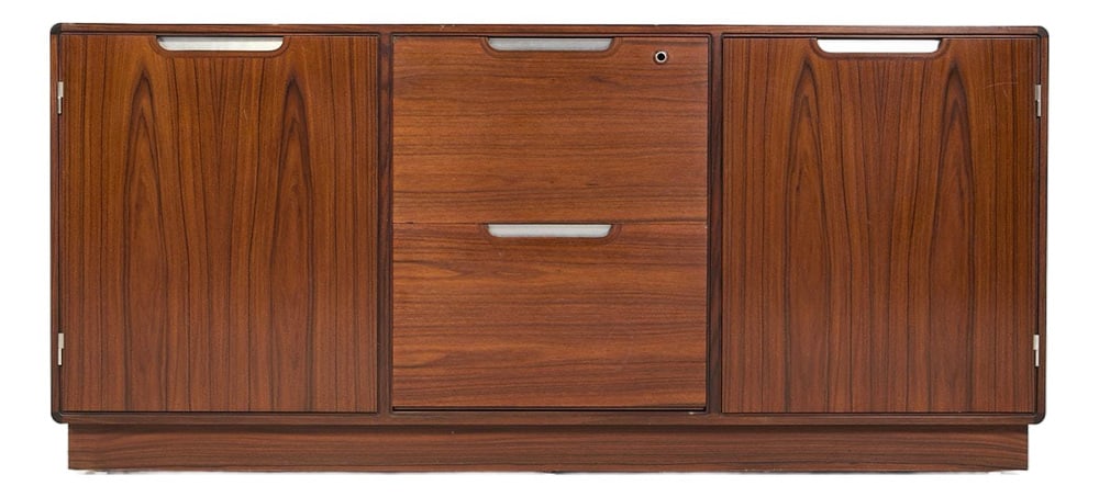 Danish Sideboard-Cabinet from Sibast Mobler: Beautiful cabinet designed by Posborg and Meyhoff for Sibast mobler, Denmark. Executed in rosewood veneer, equipped with shelves and two pull out drawers. Condition Good, age related wear and marks.