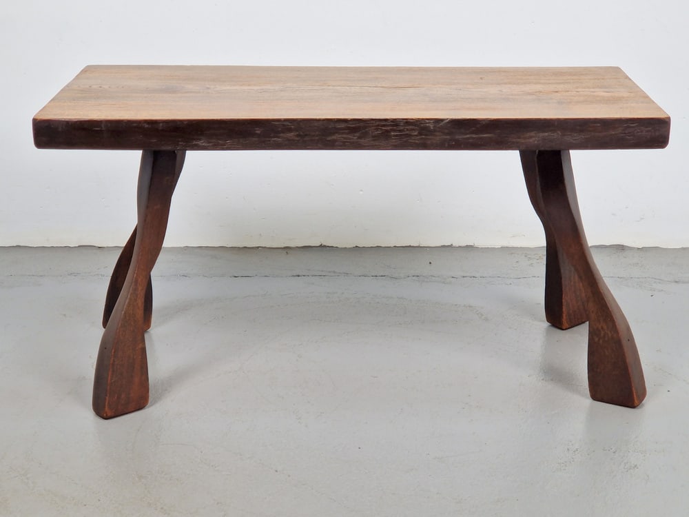 Brutalist Oak Tree Trunk Side Table, 1960s - 10