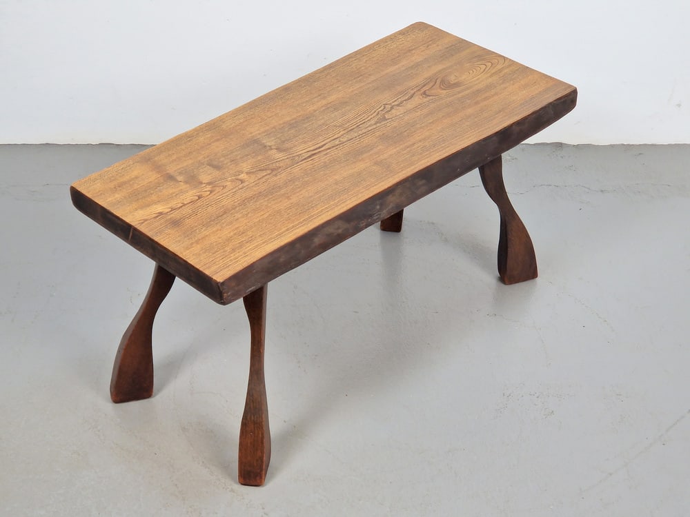 Brutalist Oak Tree Trunk Side Table, 1960s - 4