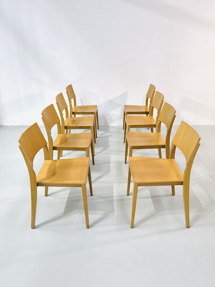 Vintage Beech Dining Chairs, 1980s, Set of 8 - 17