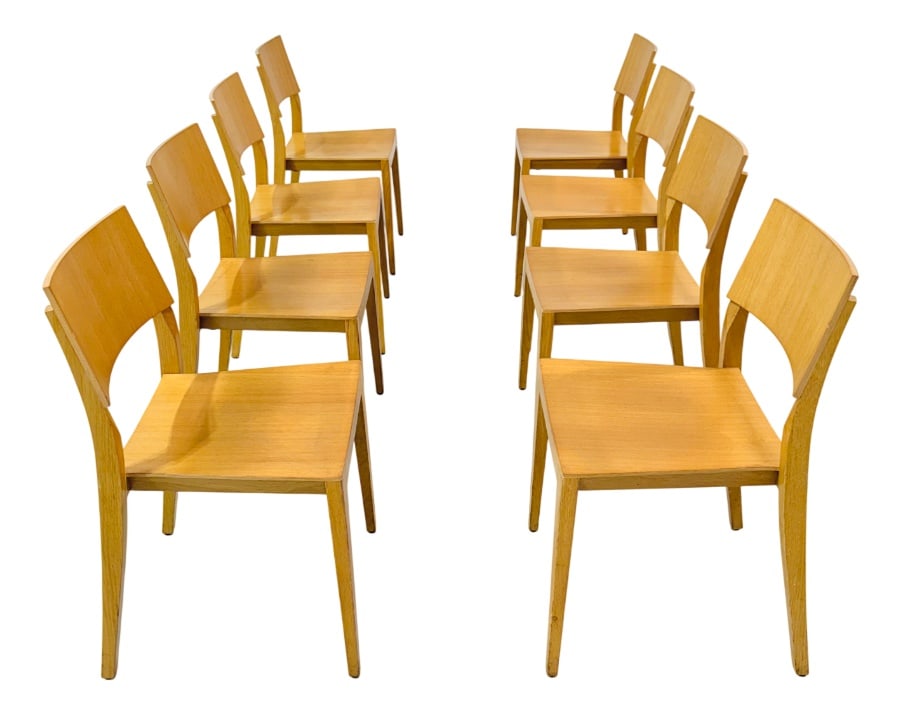 Vintage Beech Dining Chairs, 1980s, Set of 8: Country of Manufacture: Denmark Design Period: 1980 to 1989 Production Period: 1980 to 1989 Restoration and Damage Details: Light wear consistent with age and use Additional Condition Information: