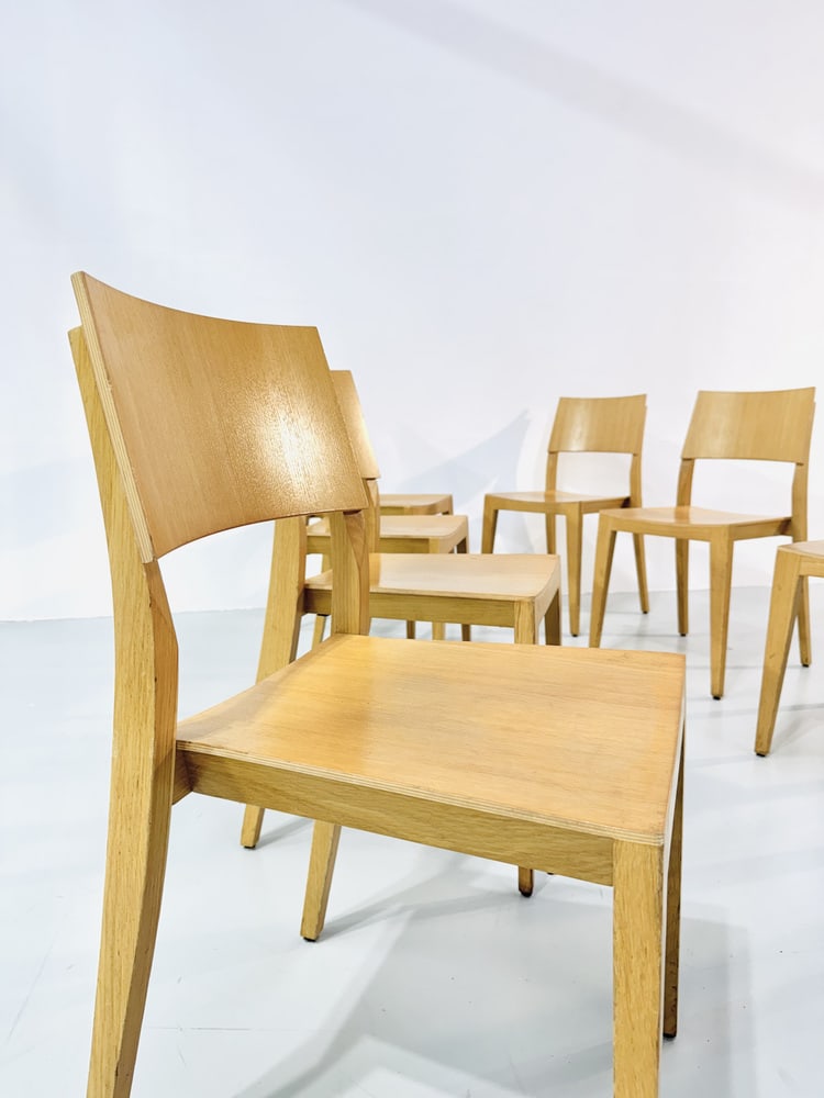 Vintage Beech Dining Chairs, 1980s, Set of 8 - 2