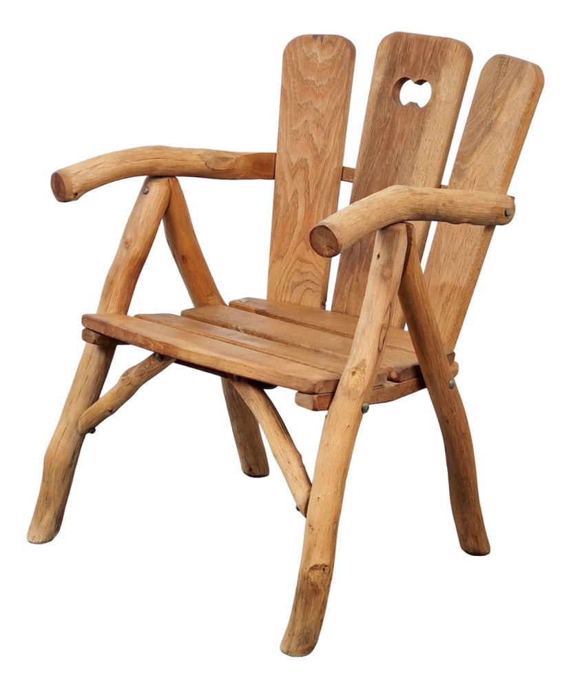 Brutalist Chair Wood Armchair, France, 1980s (1 of 8)