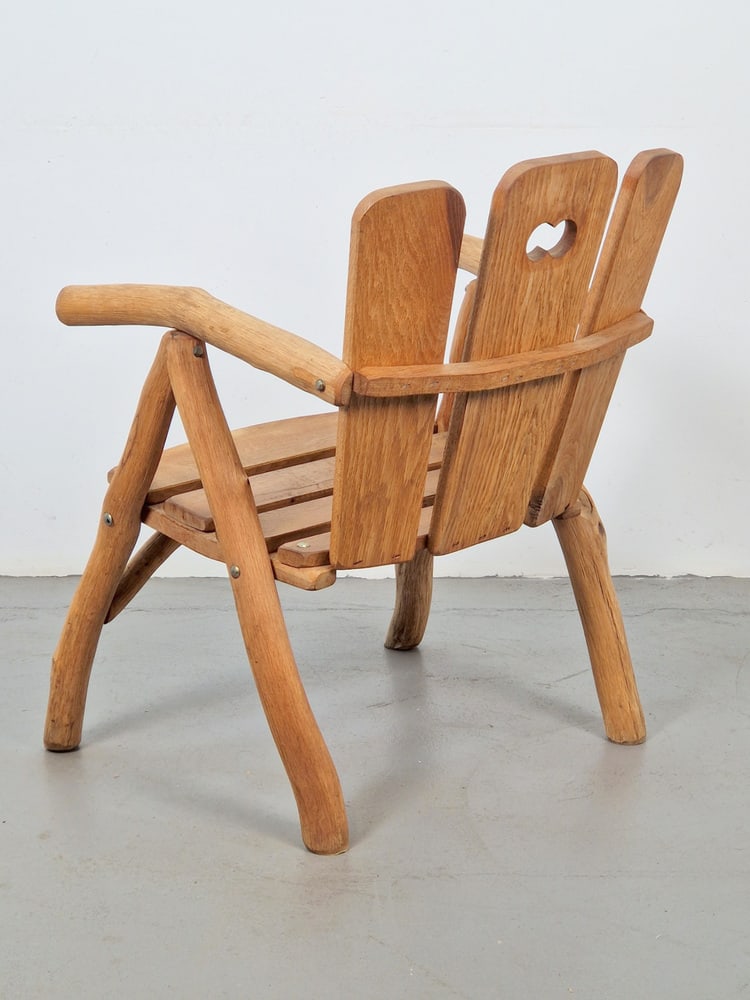 Brutalist Chair Wood Armchair, France, 1980s - 4