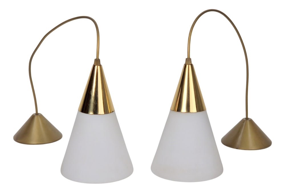 Vintage Pendant Lamp, 1970s, Set of 2: Vintage pendant lamp milk glass brass Rgency ‘70vintage from the 1970smaterials: glass, brass beautiful white / goldLamp 1 x e27 standard fitting, also suitable for led.dimensions: glass diamete