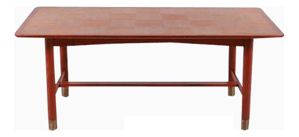 Teak Coffee Table by Carl-Axel Acking, 1960s: Swedish Modern coffee table in teak from 1960s with brass feet covers, designed by Carl-Axel Acking. Condition Good, age related wear and marks. Country of Manufacture: Sweden Design Period: 1960 to