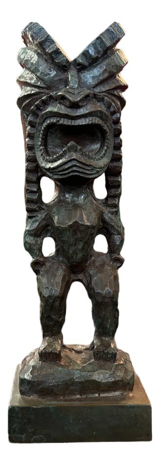 Bronze Sculpture of a Tiki by Joel Roux: Joel Roux, Bronze Sculpture of a Tiki, Unique Work, 2000 Country of Manufacture: France Design Period: from 2000 Production Period: 2000 to 2009 Detailed Condition: Excellent — This