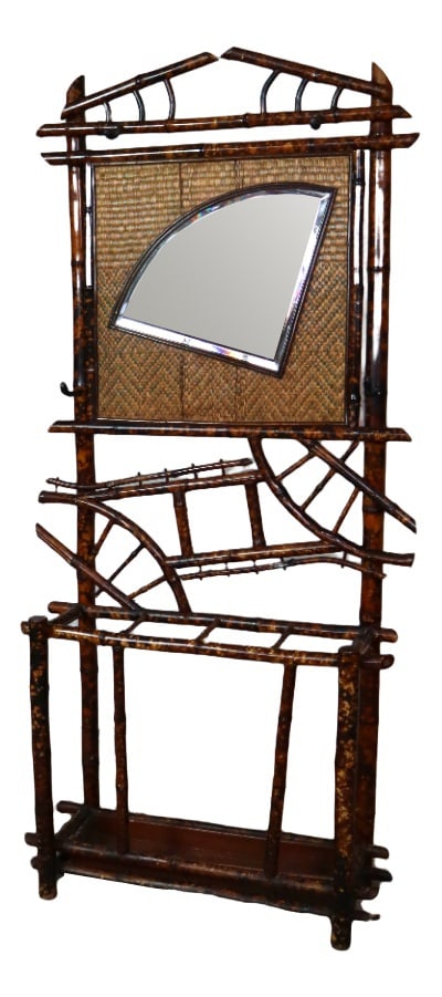 Antique Bamboo Hall Stand: Country of Manufacture: unknown Design Period: 1890 to 1919 Production Period: Unknown Restoration and Damage Details: Patina consistent with age and use Detailed Condition: Good — This