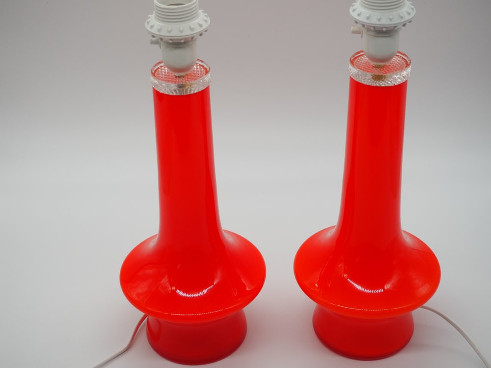Red Glass Table Lamps by Gert Nyström, Set of 2 - 2