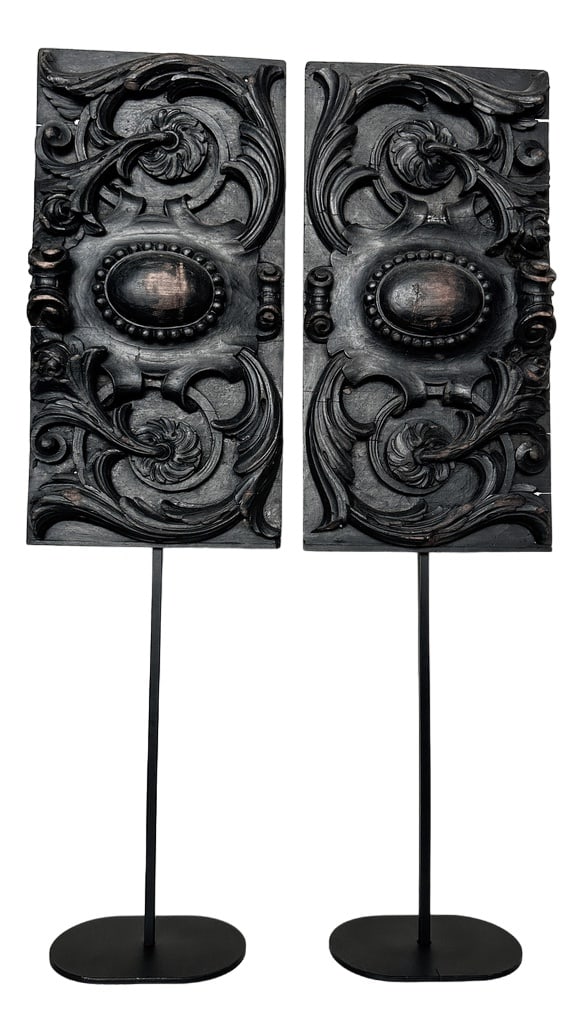 Vintage Wood Sculptures, 1890s, Set of 2 (1 of 9)