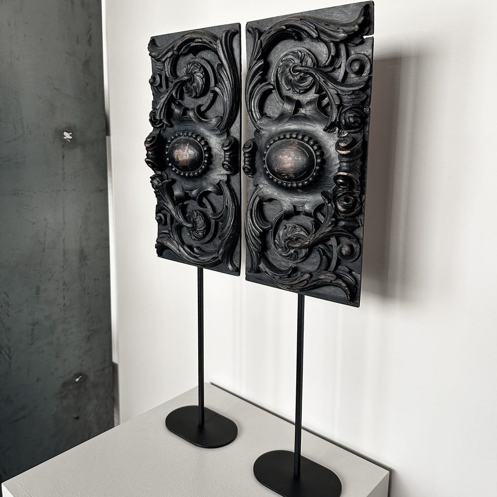 Vintage Wood Sculptures, 1890s, Set of 2 - 3