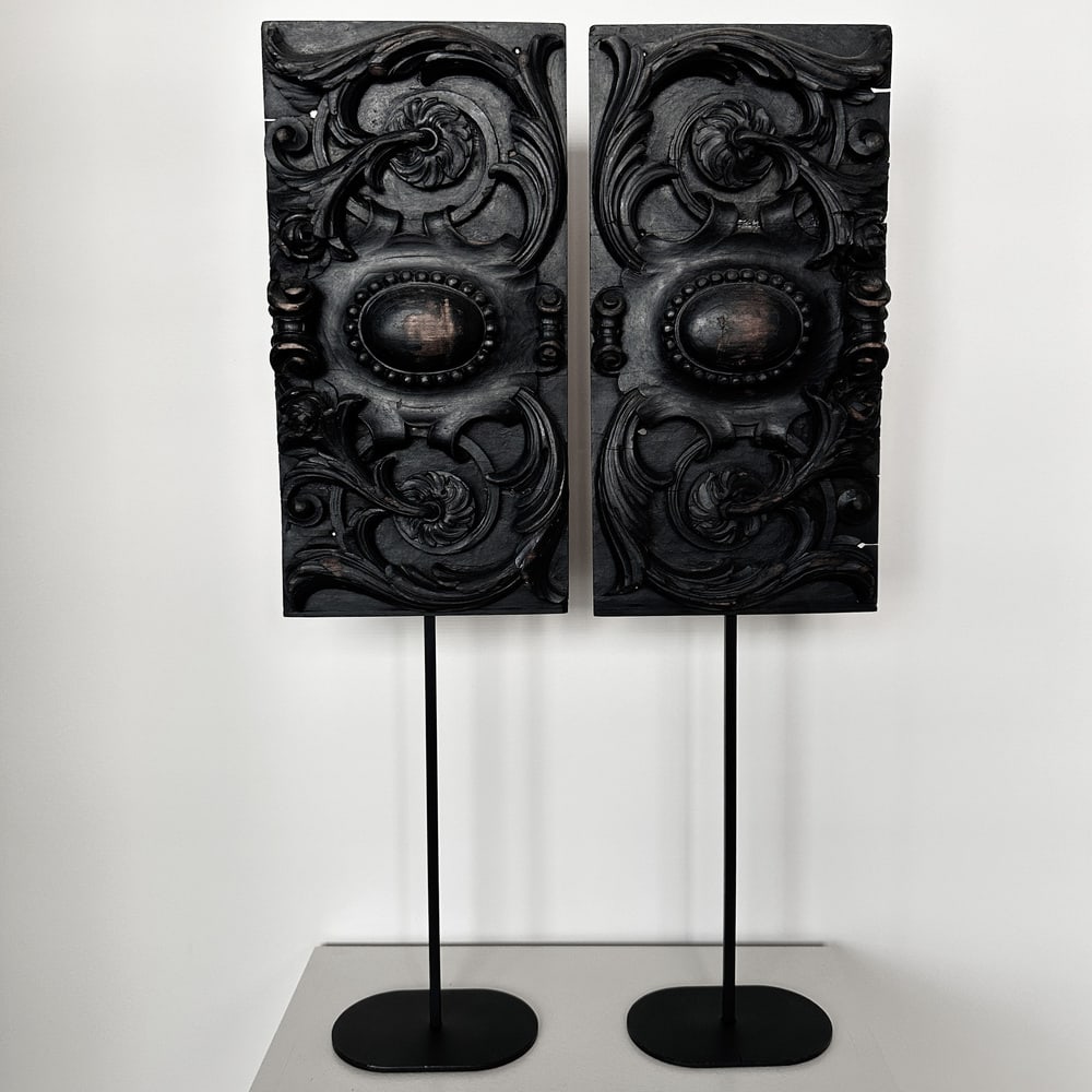 Vintage Wood Sculptures, 1890s, Set of 2 - 4