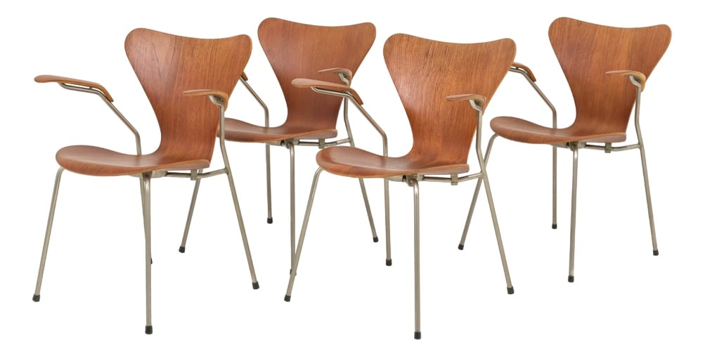 Chairs by A. Jacobsen for Fritz Hansen, Set of 4 (1 of 11)