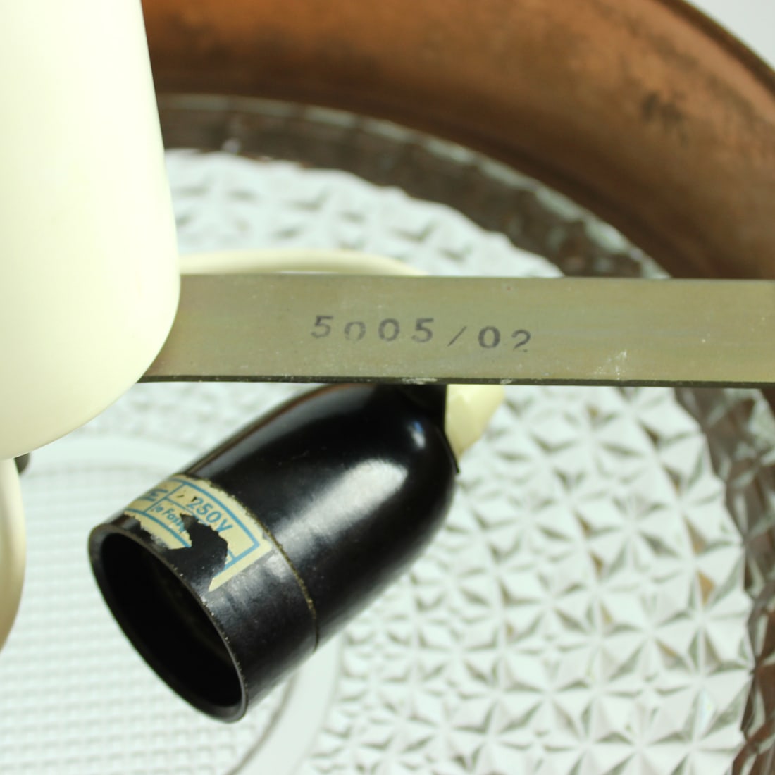 Copper & Glass Ceiling Light, 1970s - 3