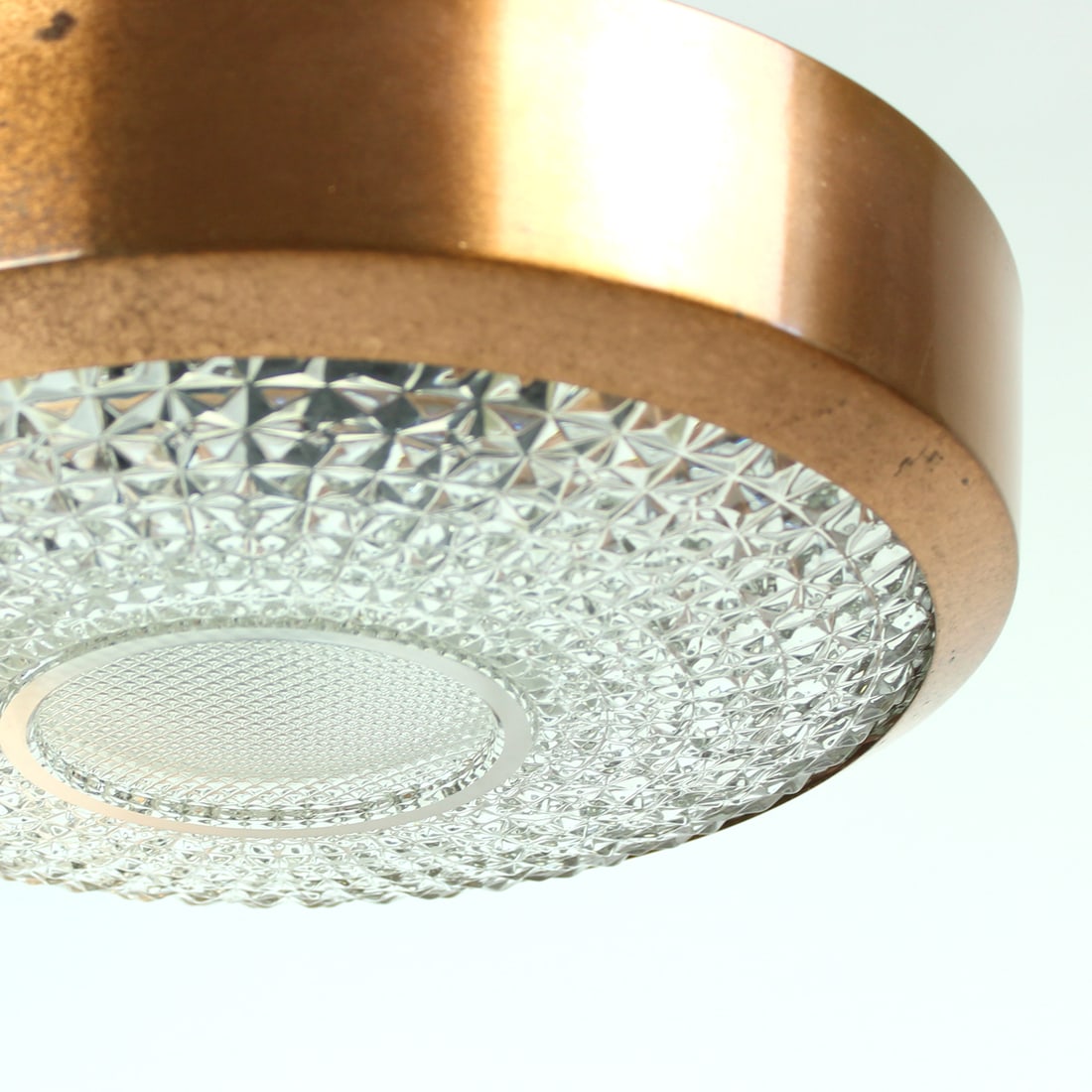 Copper & Glass Ceiling Light, 1970s - 5