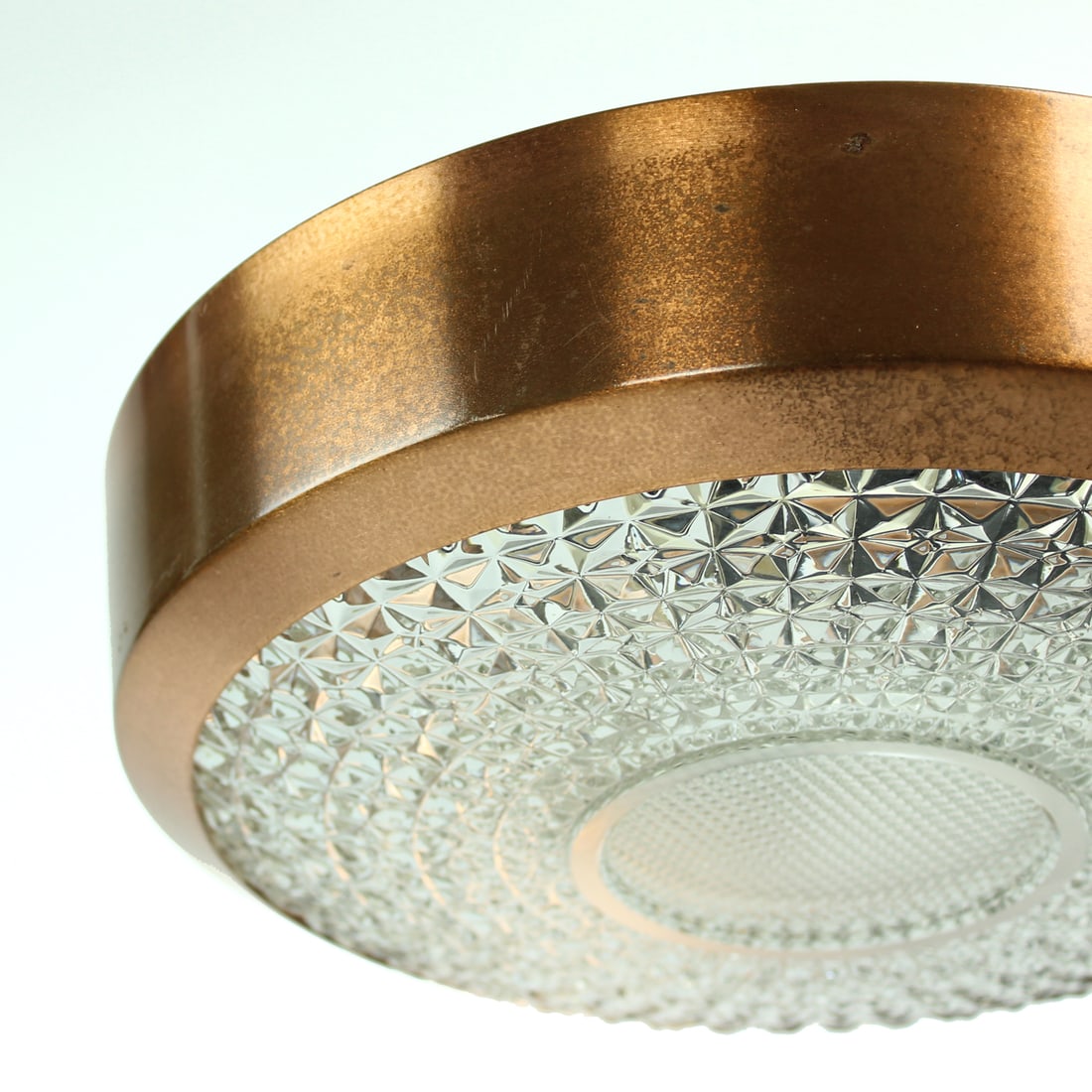 Copper & Glass Ceiling Light, 1970s - 7