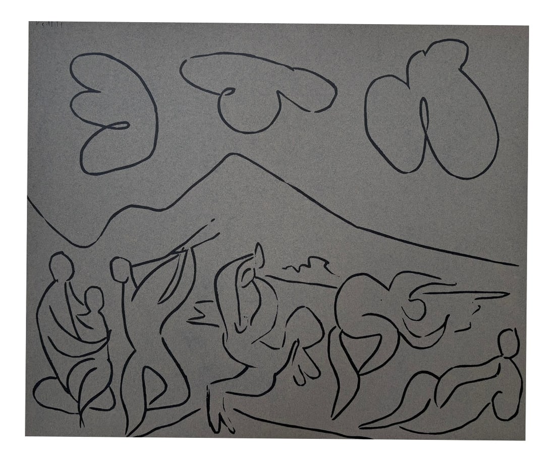 Picasso, Bacchanal with Mother and Child, Paper: Pablo Picasso (1881-1973)Bacchanal with Mother and ChildColour Linocut on Vellum paperyear 1962sheet size: 317 x 383 mmimage size: 272 x 325 mmplate number 33 from the collection of Linocut published