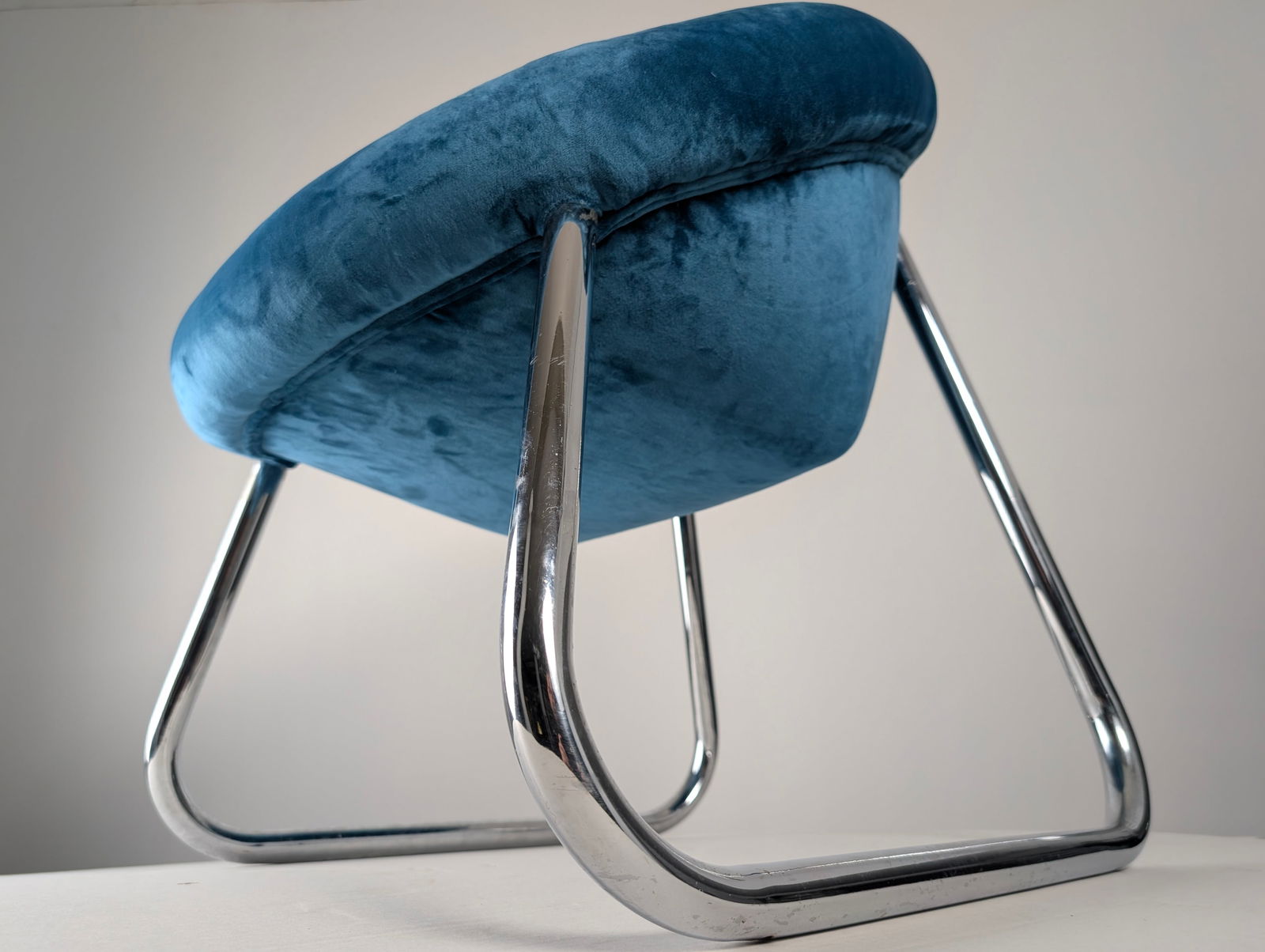 Chromed Metal and Blue Velvet Armchairs, Set of 2 - 6