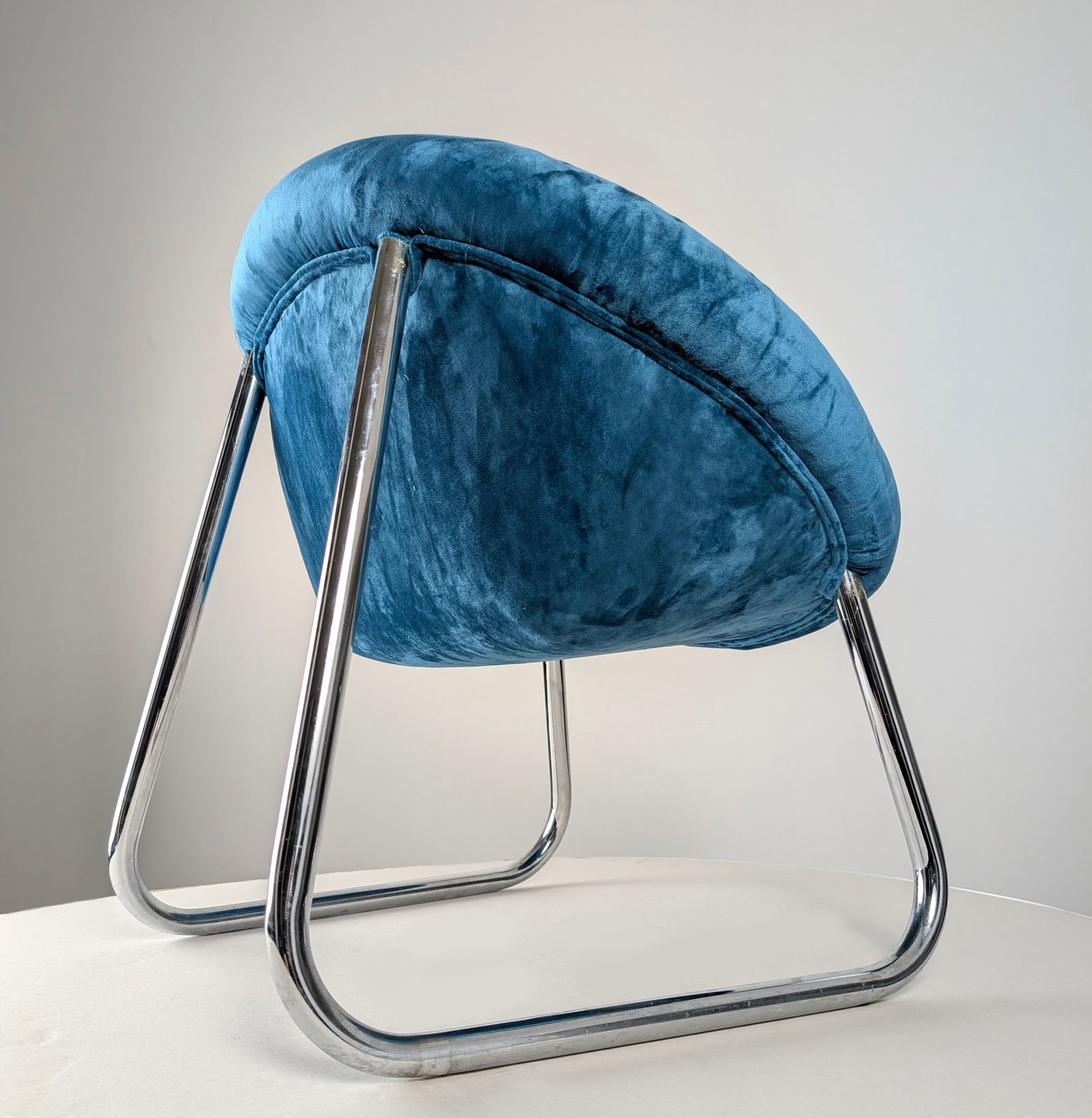 Chromed Metal and Blue Velvet Armchairs, Set of 2 - 9