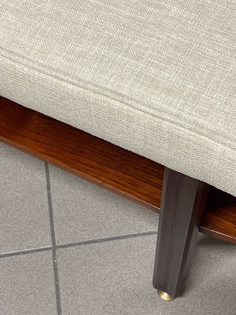 Large Vintage Bench in Teak and Fabric, 1960s - 3