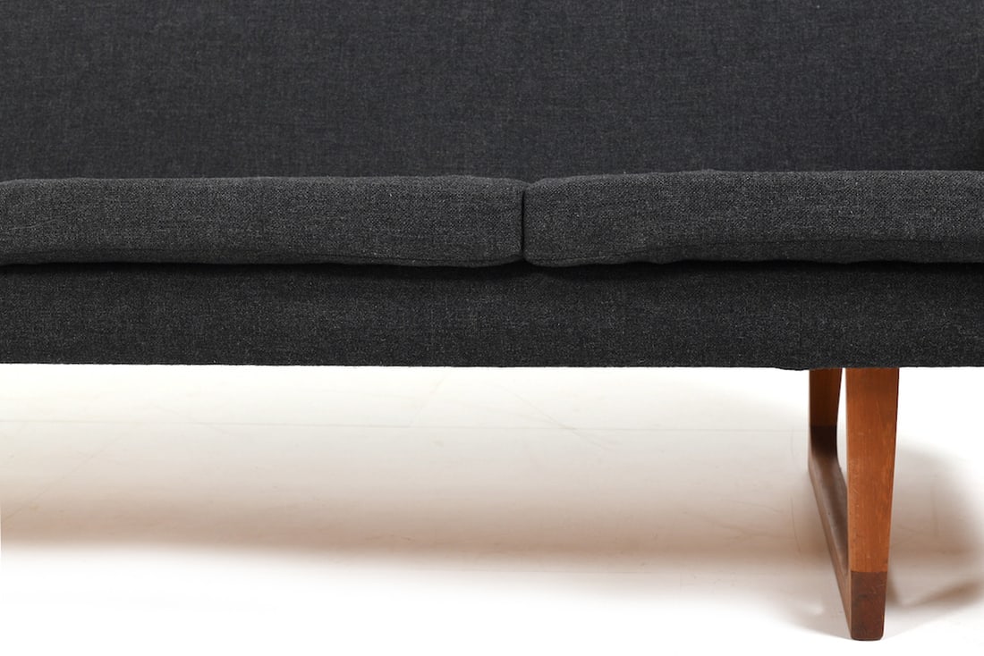 Large Mid-Century Danish Sofa with Teak Sled Legs - 10