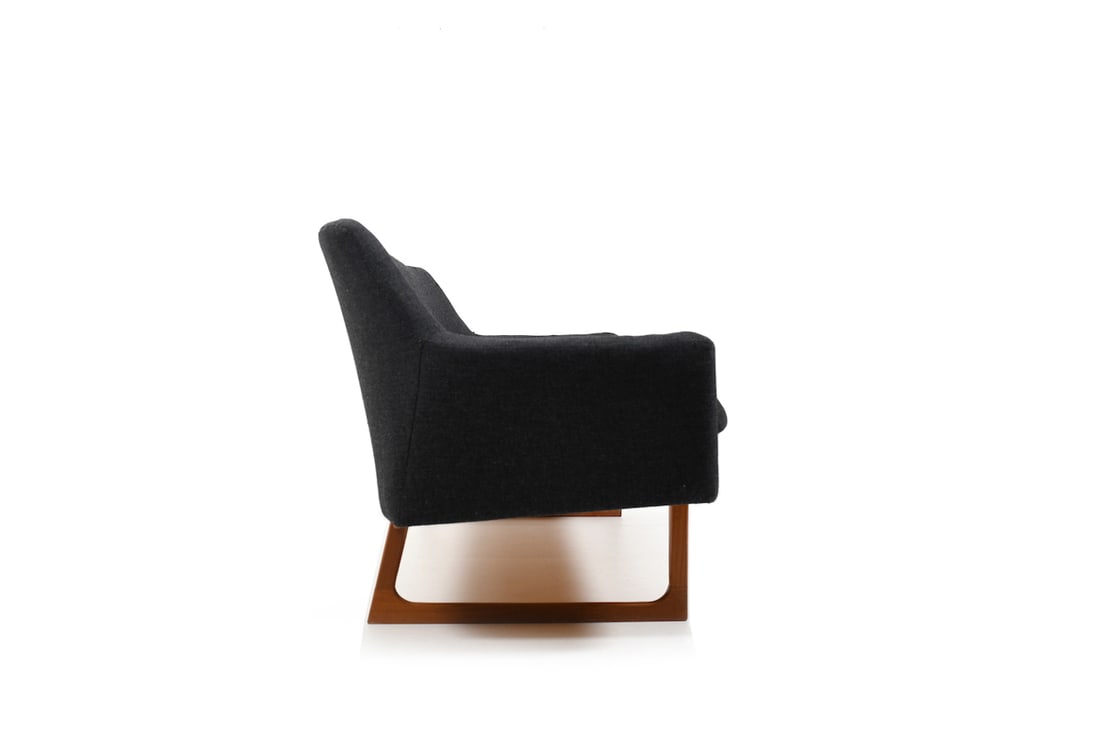 Large Mid-Century Danish Sofa with Teak Sled Legs - 3