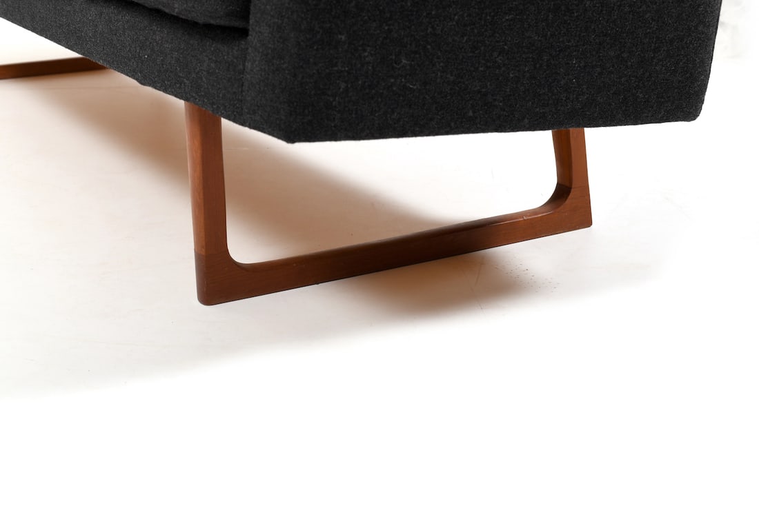 Large Mid-Century Danish Sofa with Teak Sled Legs - 6