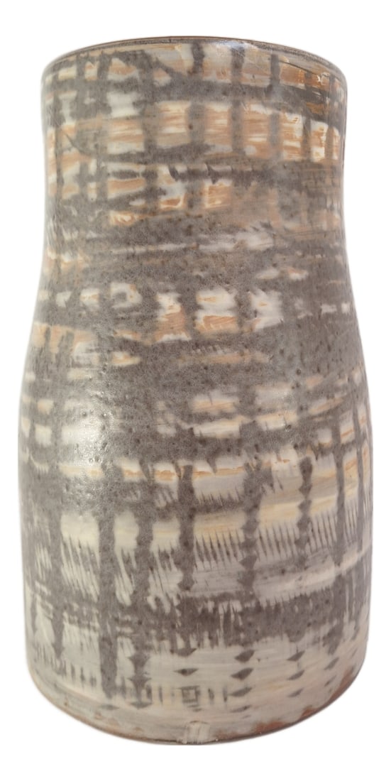 Vase by Mari Simmulson for Upsala-Ekeby, 1960s: Unique vase designed by Mari Simmulson for Upsala-Ekeby, Sweden, most likely dating from the 1960s. The vase features an elegant, slightly tapered form and a richly textured glaze in earthy tones of g