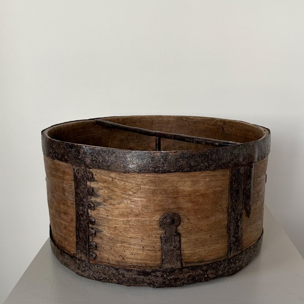 Antique Wrought Iron Wooden Bowl, 1890s - 10
