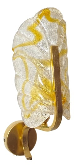 Murano Glass Wall Light by Carl Fagerlund, 1970s: A phenomenal Glass Art masterwork, Art Deco Modern design, created in the 70's by legendary Swedish designer Carl Fagerlund, most sought after "Caramello" edition.Stylized representation of Accanthus