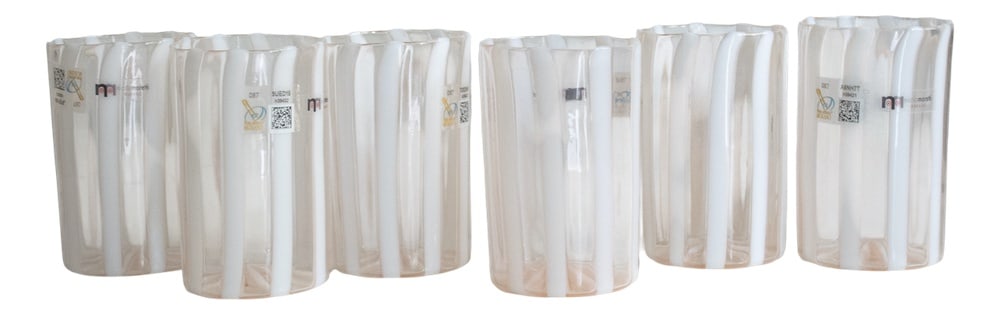 Barbie Glasses by Mariana Iskra, Set of 9: Barbie Glasses by Mariana Iskra for Ribes Studio, 2010, Set of 9The harmony of the reeds spaced regularly by expert and precise hands like a Renaissance master. The expert cut of the rim of the