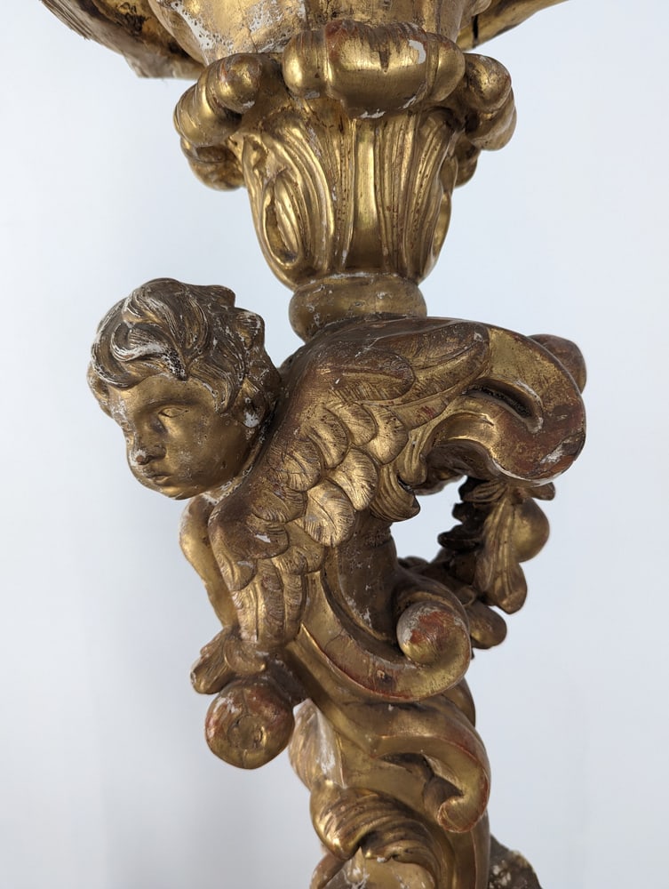 Baroque Torcheres in Golden Wood, 1800s, Set of 2 - 11