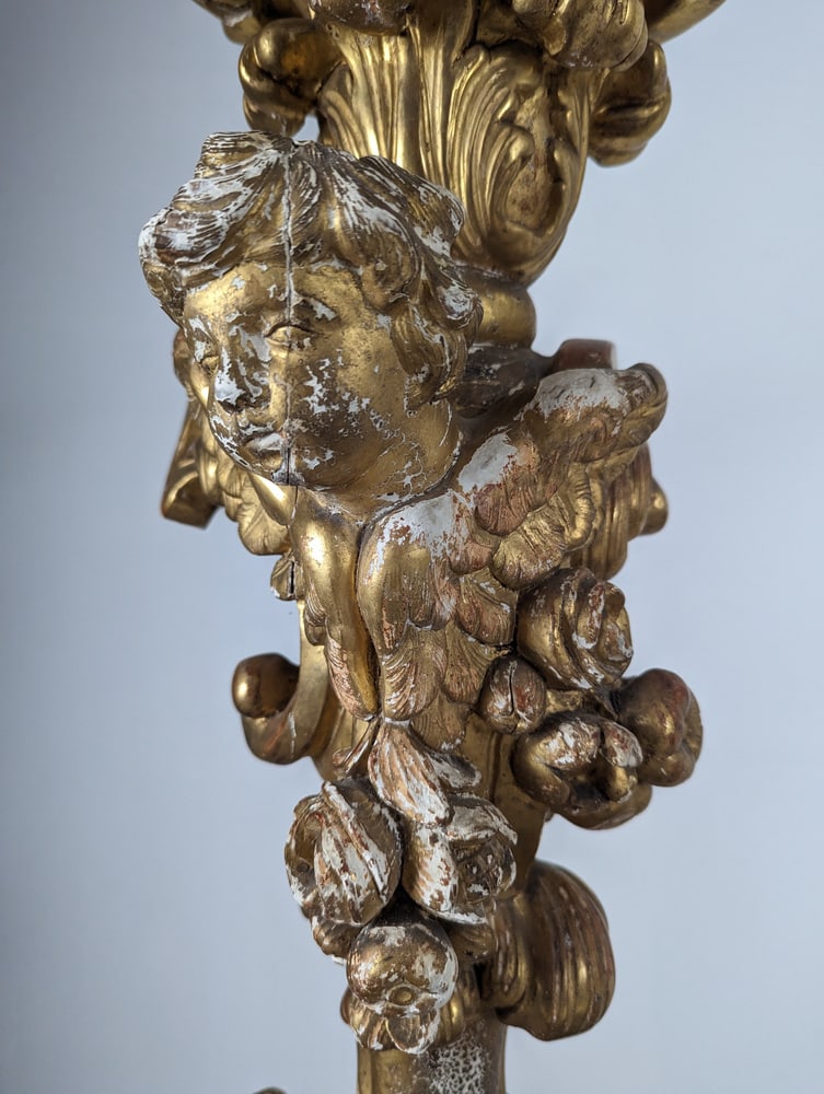 Baroque Torcheres in Golden Wood, 1800s, Set of 2 - 14