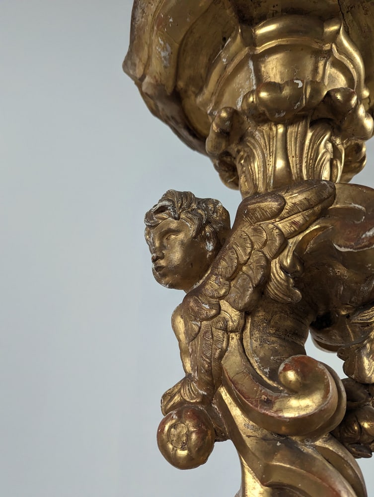 Baroque Torcheres in Golden Wood, 1800s, Set of 2 - 16