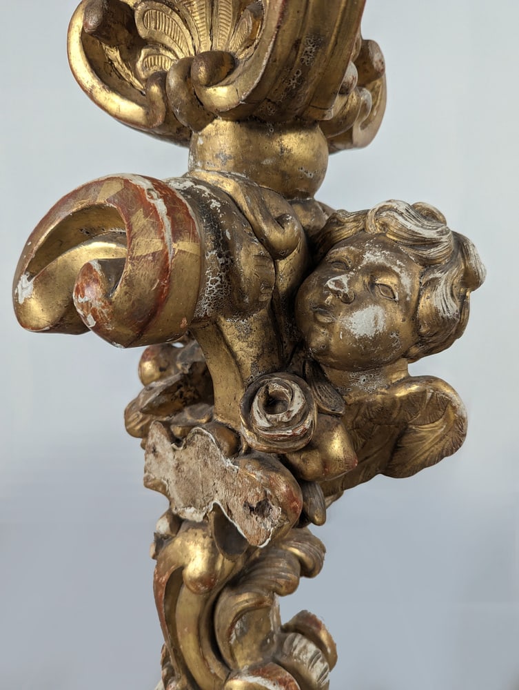 Baroque Torcheres in Golden Wood, 1800s, Set of 2 - 20