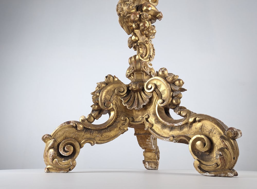 Baroque Torcheres in Golden Wood, 1800s, Set of 2 - 5