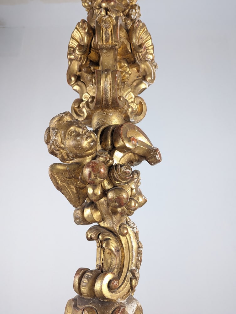 Baroque Torcheres in Golden Wood, 1800s, Set of 2 - 6