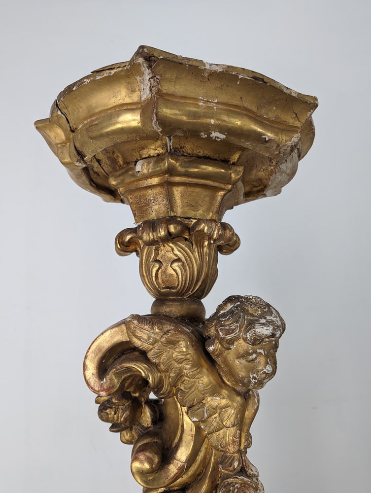 Baroque Torcheres in Golden Wood, 1800s, Set of 2 - 7